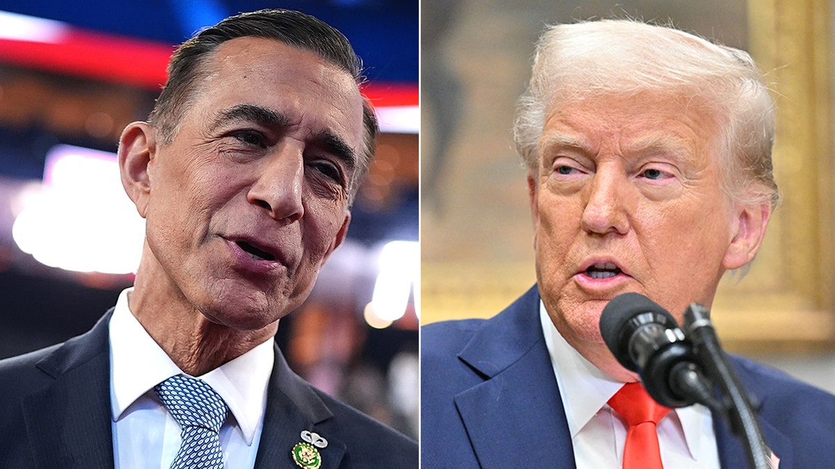 Esquerda: Rep. Darrell Isa; Direita: Presidente Donald Trump