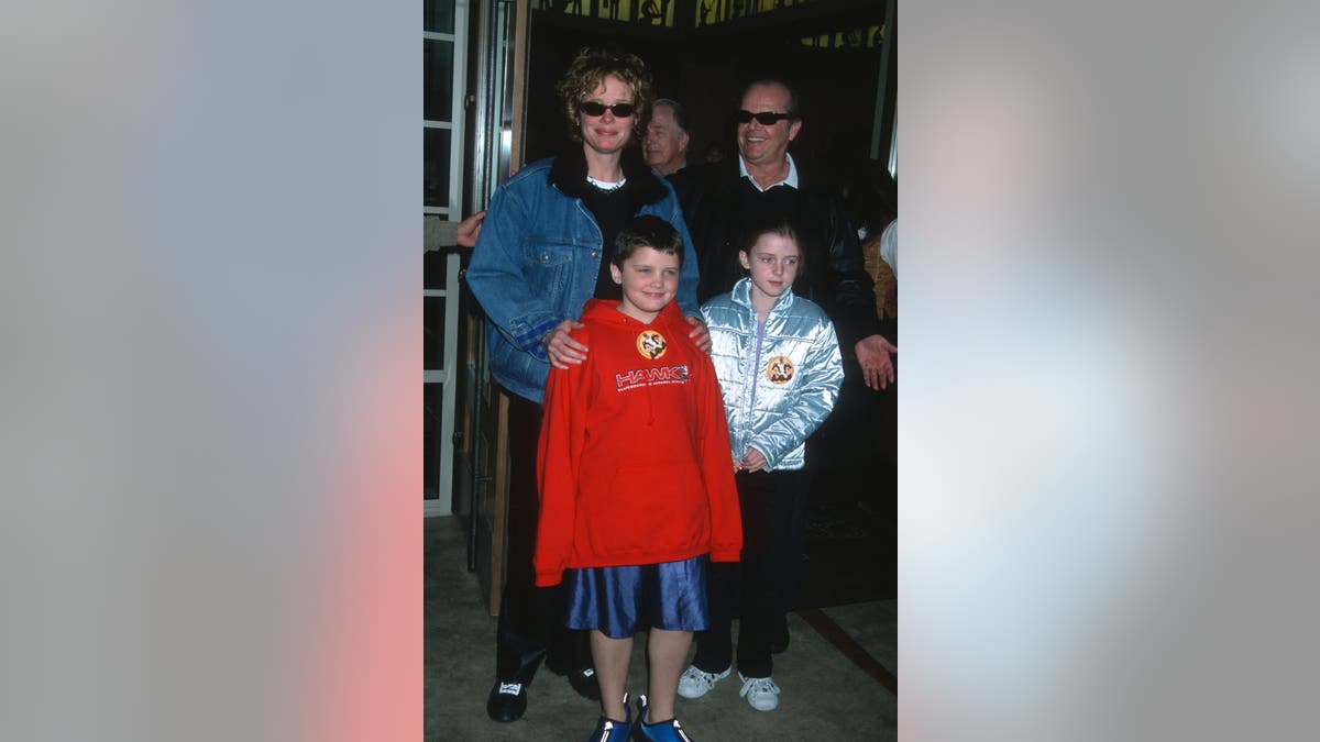 American actors Rebecca Broussard and Jack Nicholson, with their children Raymond and Lorraine,