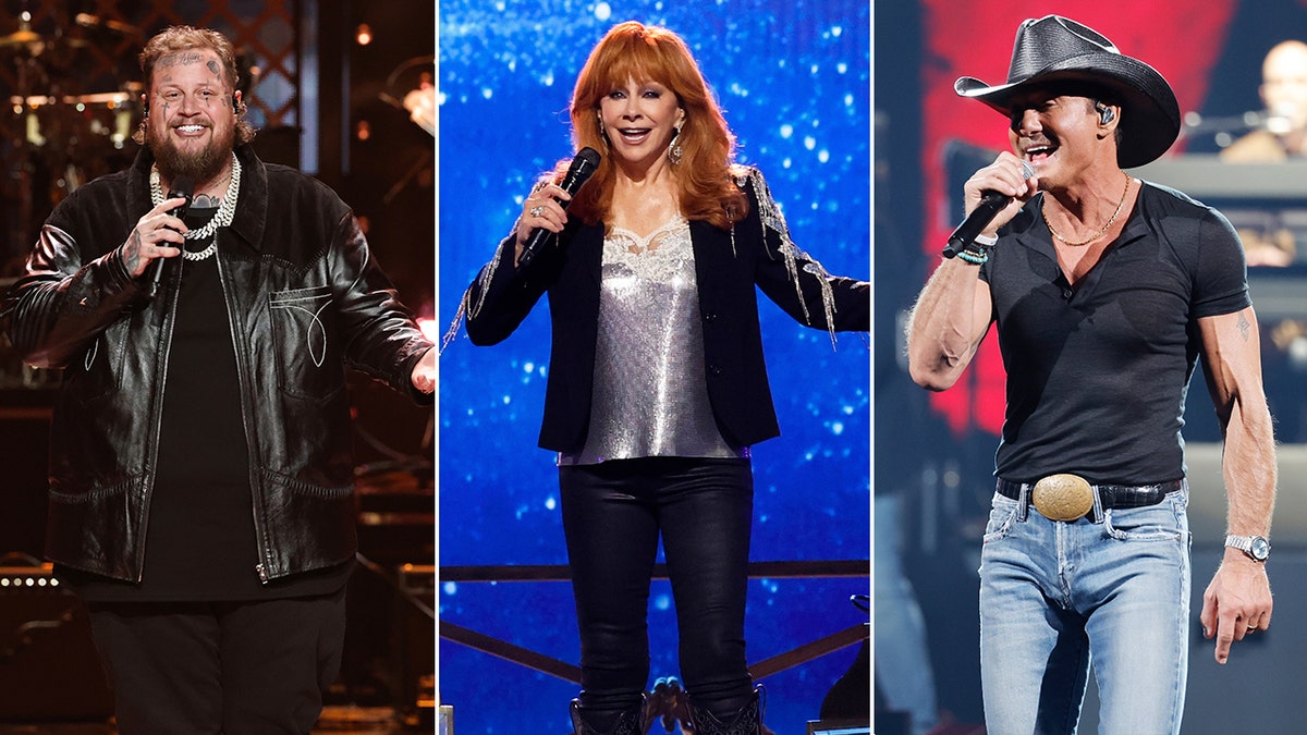 split photos - Jelly Roll, Reba McEntire, Tim McGraw