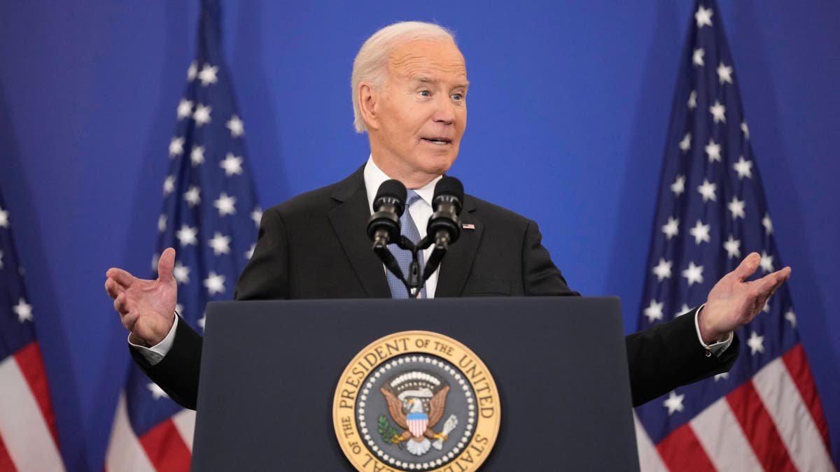 Then-President Joe Biden speaks at the State Department during the closing days of his presidency on Jan. 13, 2025.