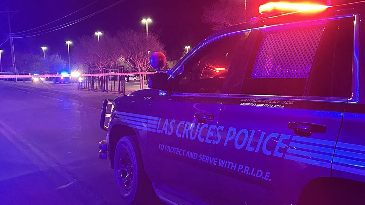 Cruces police car at night