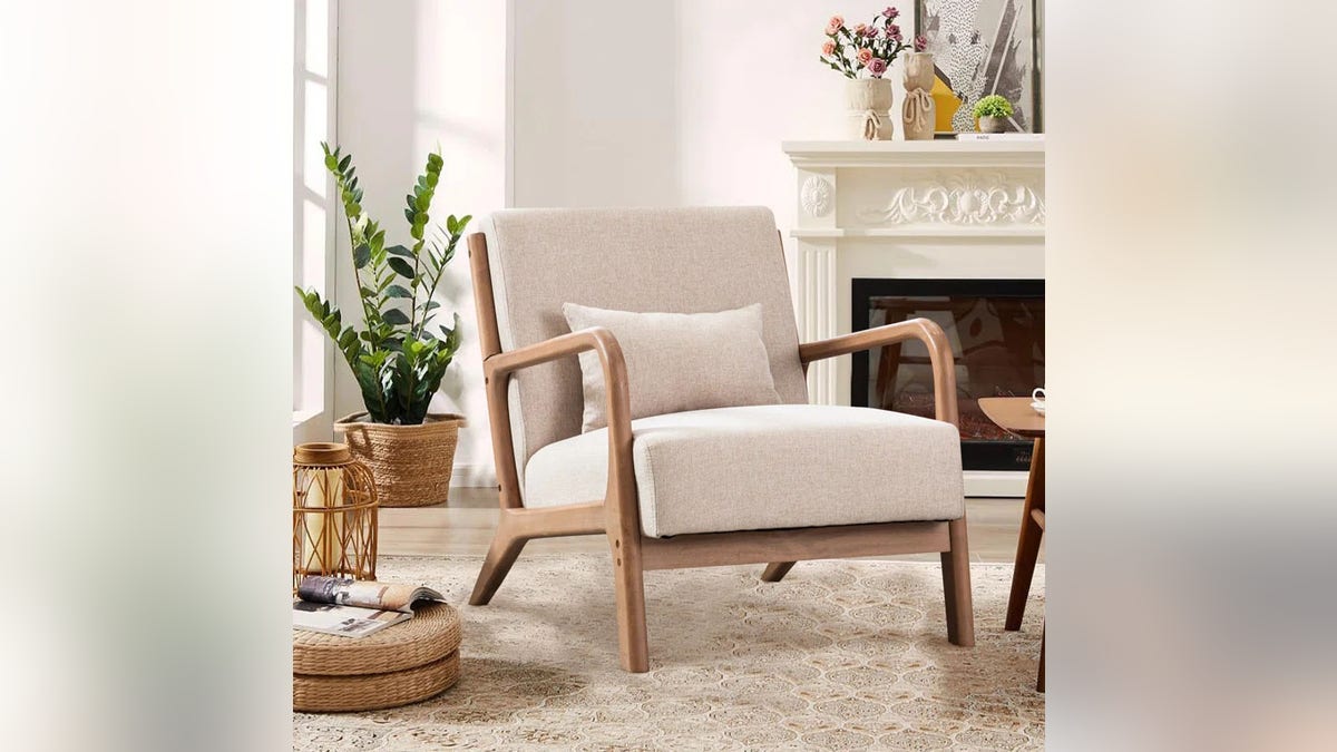 This accent chair fits in easily to any room.