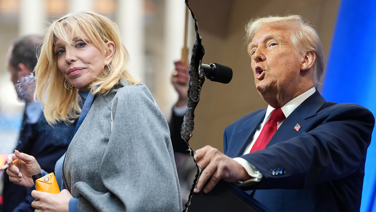 Singer Courtney Love and Donald Trump speaking