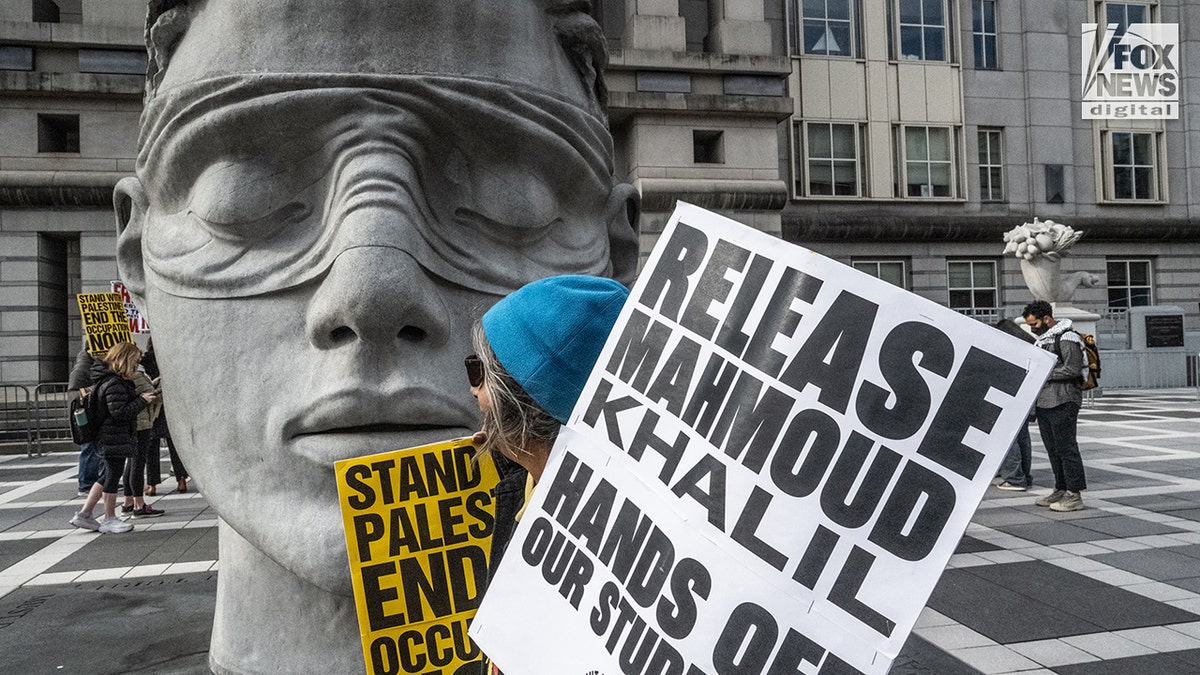 Supporters of pro-Hamas Mahmoud Khalil protest outside Federal court