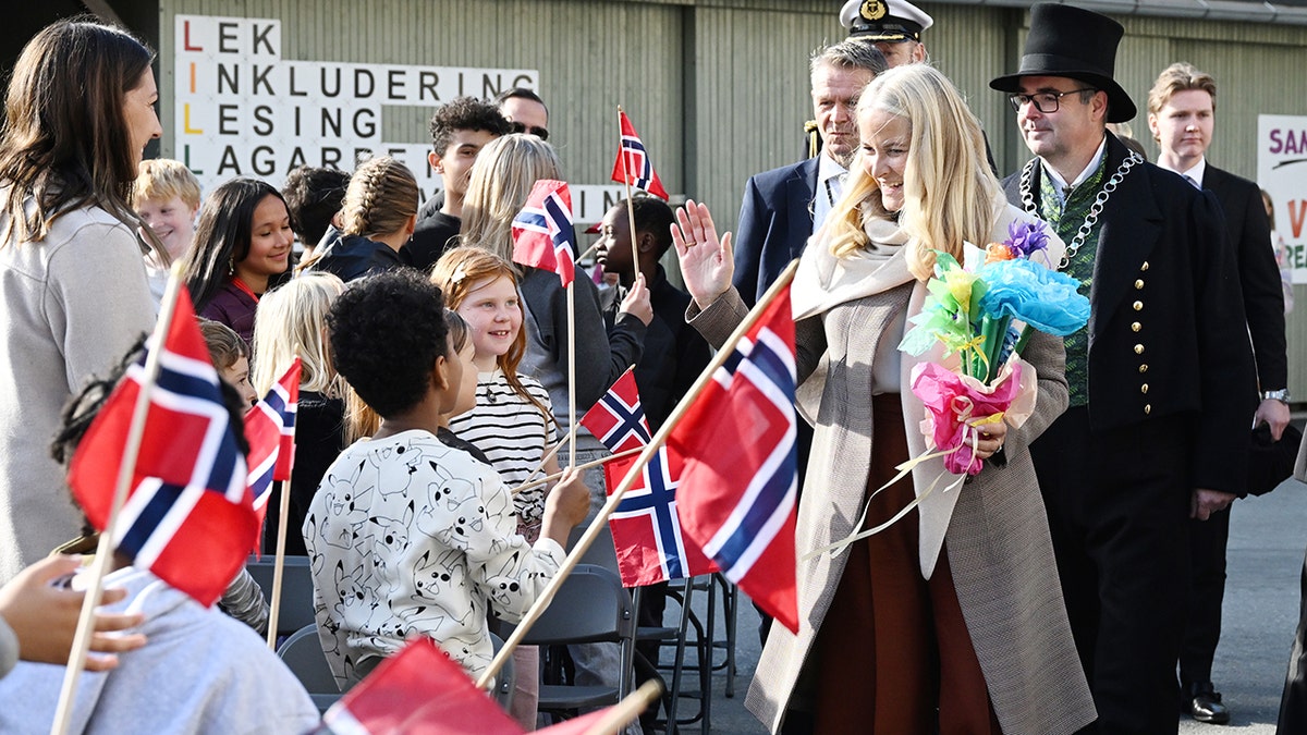 Crown Princess Mette-Marit visits elementary school in Norway