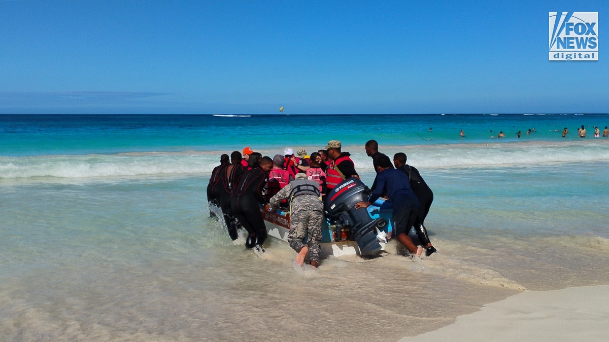 Sudiksha Konanki search equipment on the beaches of Riu Republica Resort in the Dominican Republic