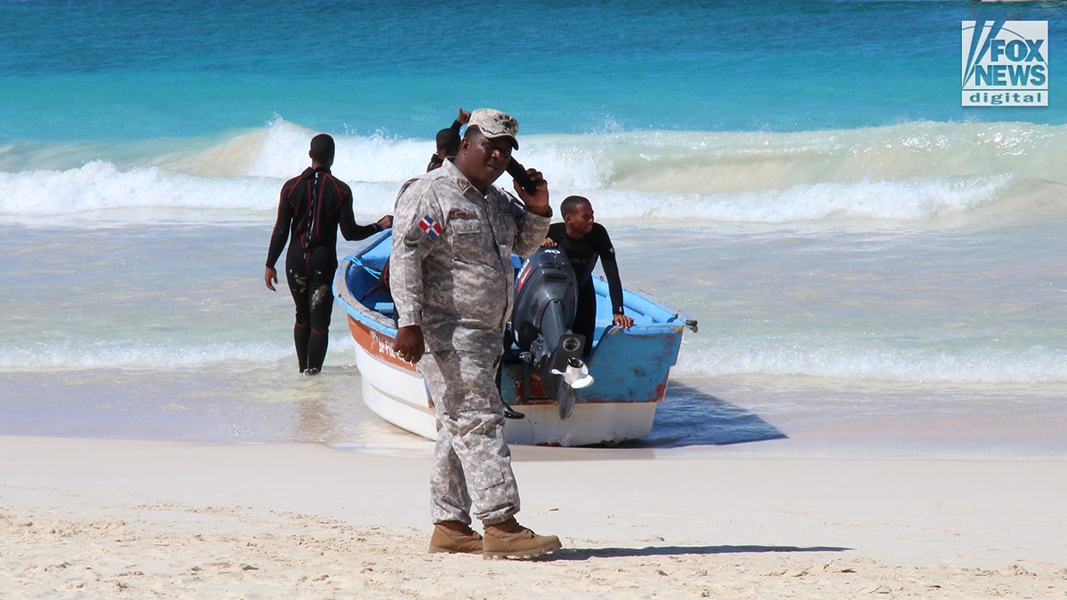 Sudiksha Konanki search team on the beach of RIU Republic Resort in Dominican Republic