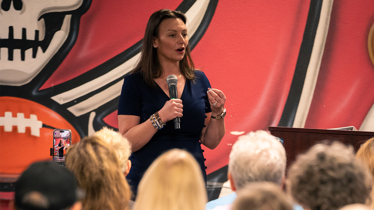 Florida Democratic Chairman Nikki Fried leads the launch of the city hall across Florida as part of a coordinated effort to host "People's Town Hall" In all 50 states. 