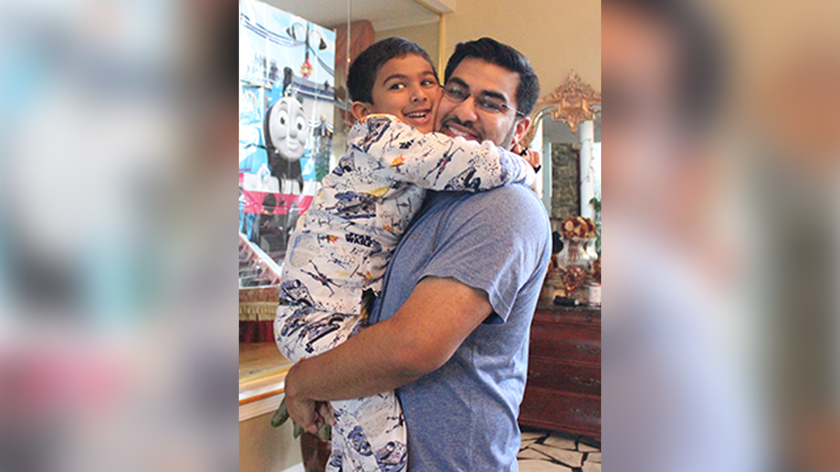 Five-year-old Aziz Khan and his father Abdul Khan