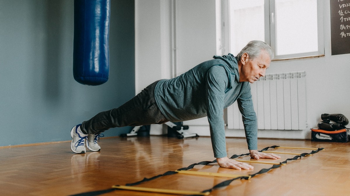 Man does push-up