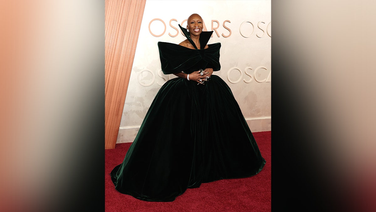 Cynthia Erivo channeled her character in "Wicked" in a dramatic black gown.