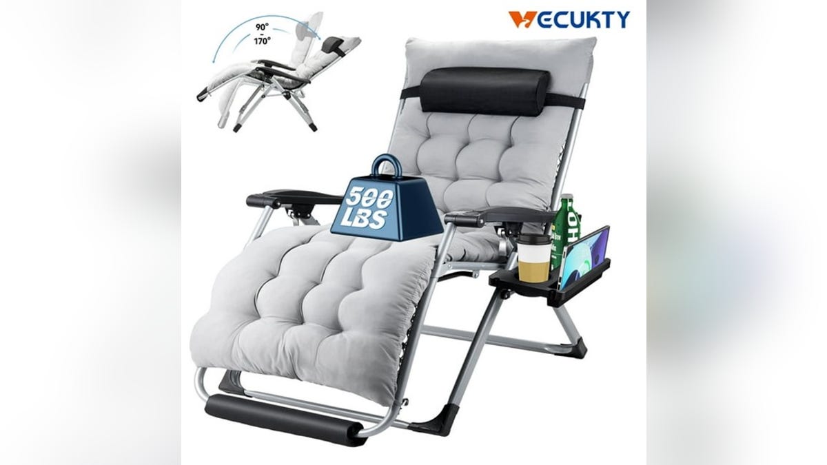A comfortable, reclining patio chair.?