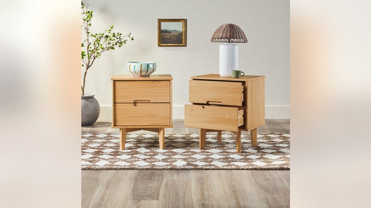 Decorate your room with a set of solid wood mid-century modern side tables.
