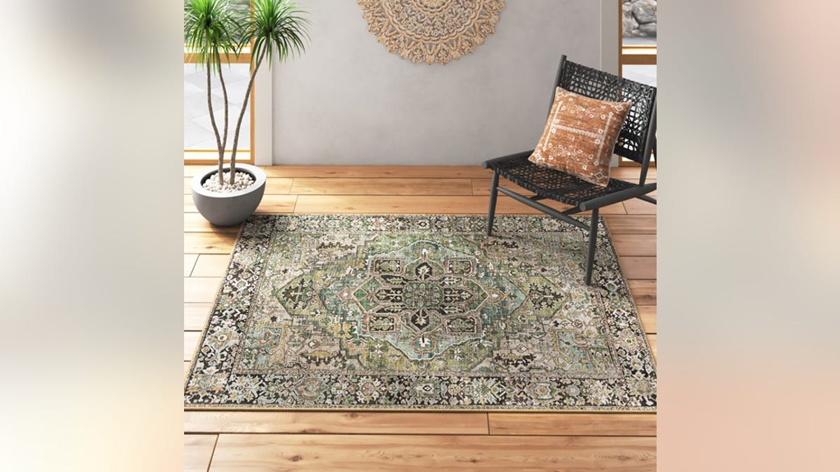 This area rug will add some color to your living room. 