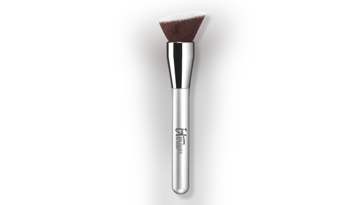 This angled brush helps with foundation blending. 