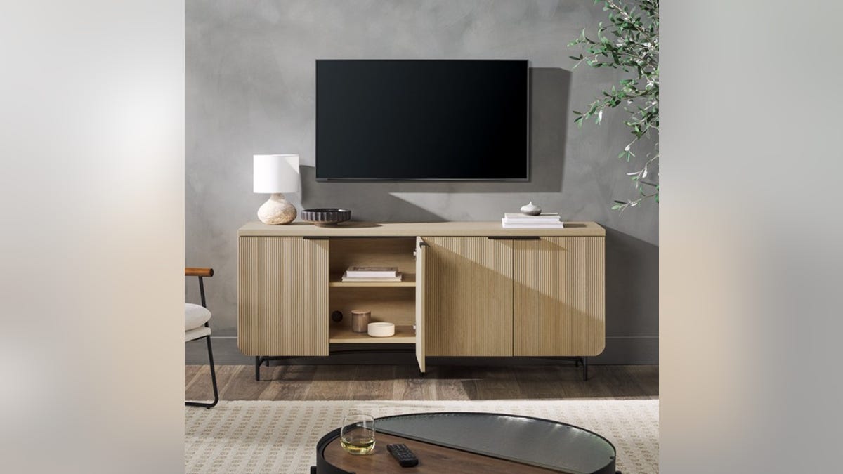 A modern-looking TV console. 