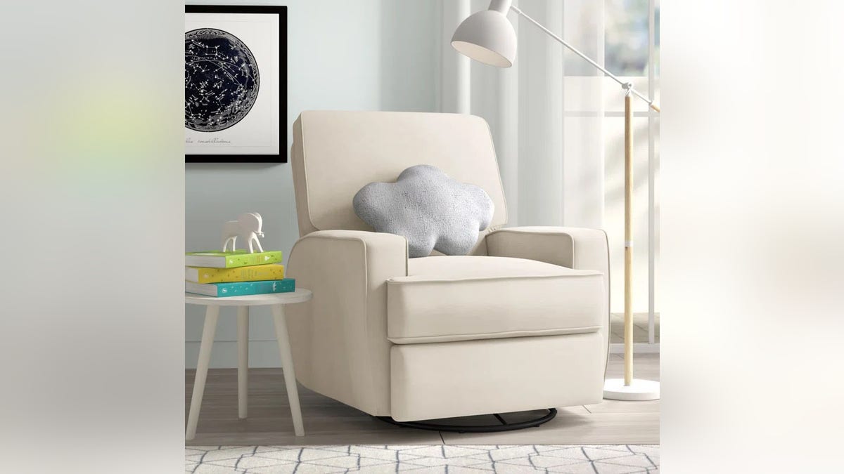 This swivel glider will look good in any nursery.