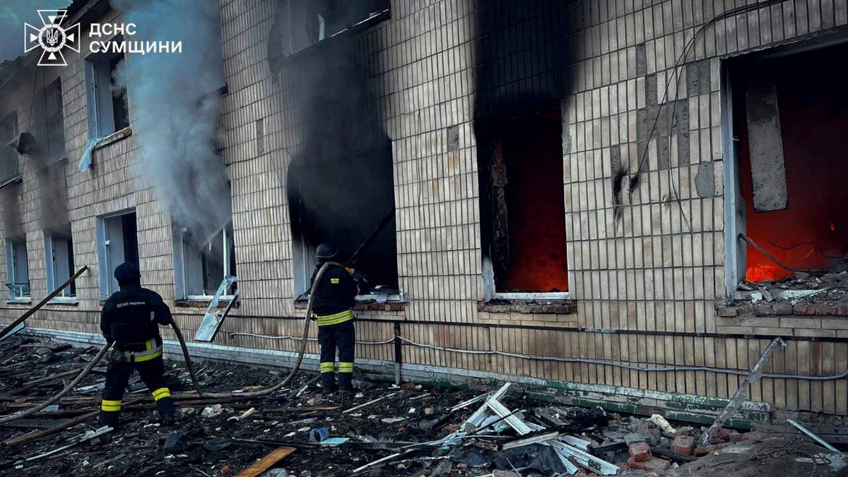 Firefighters fired after Russian attack on Ukraine