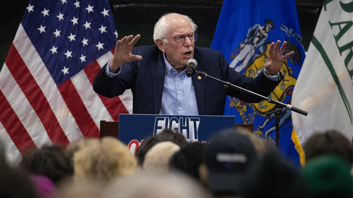 Senator Bernie Sanders (I-VT) speaks to a capacity crowd during an event at UW-Parkside on March 7, 2025 in Kenosha, Wisconsin. The event is the first of three Midwest speaking engagements billed as 