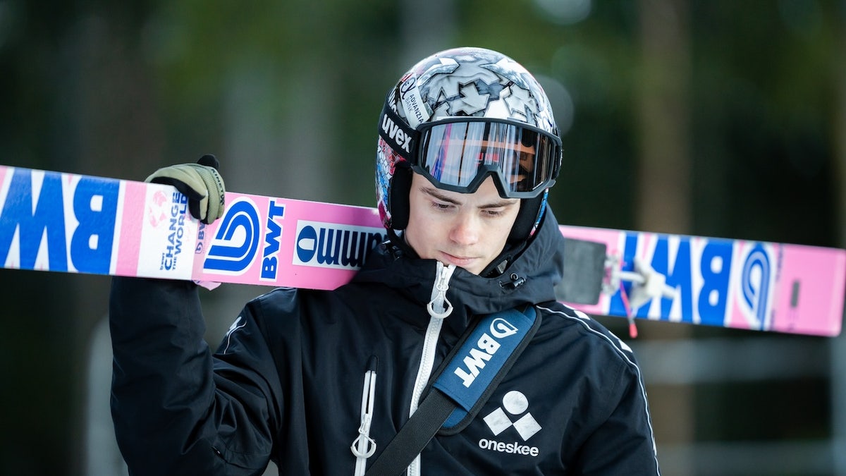 Marius Lindvik of Norway participates in the FIS Ski Jumping World Cup in Zakopane, Poland, on Jan. 19, 2025.