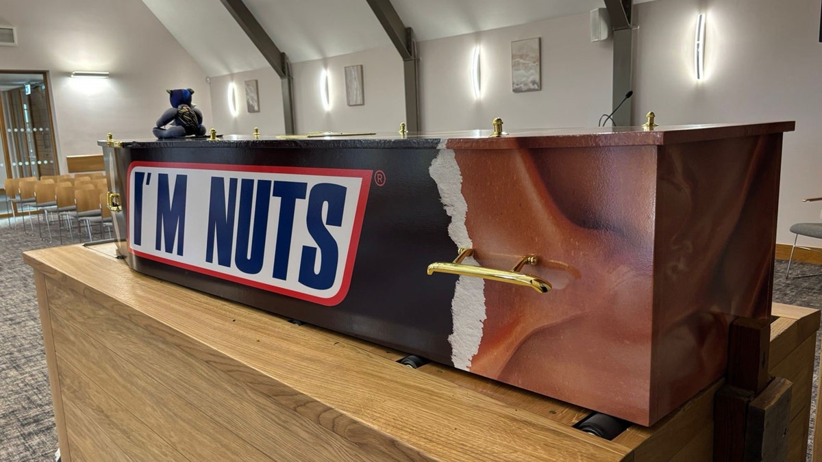 Another look at Paul Broome's Snickers-themed coffin.