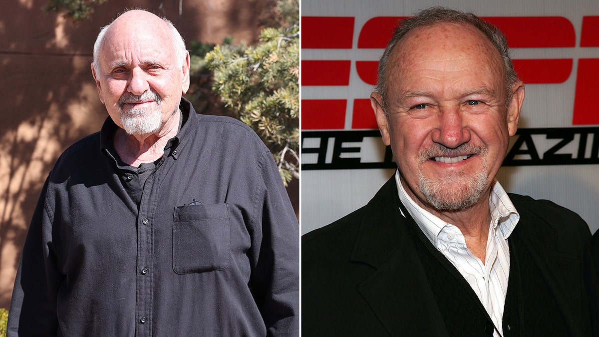 side by side photos of Stuart Ashman and Gene Hackman