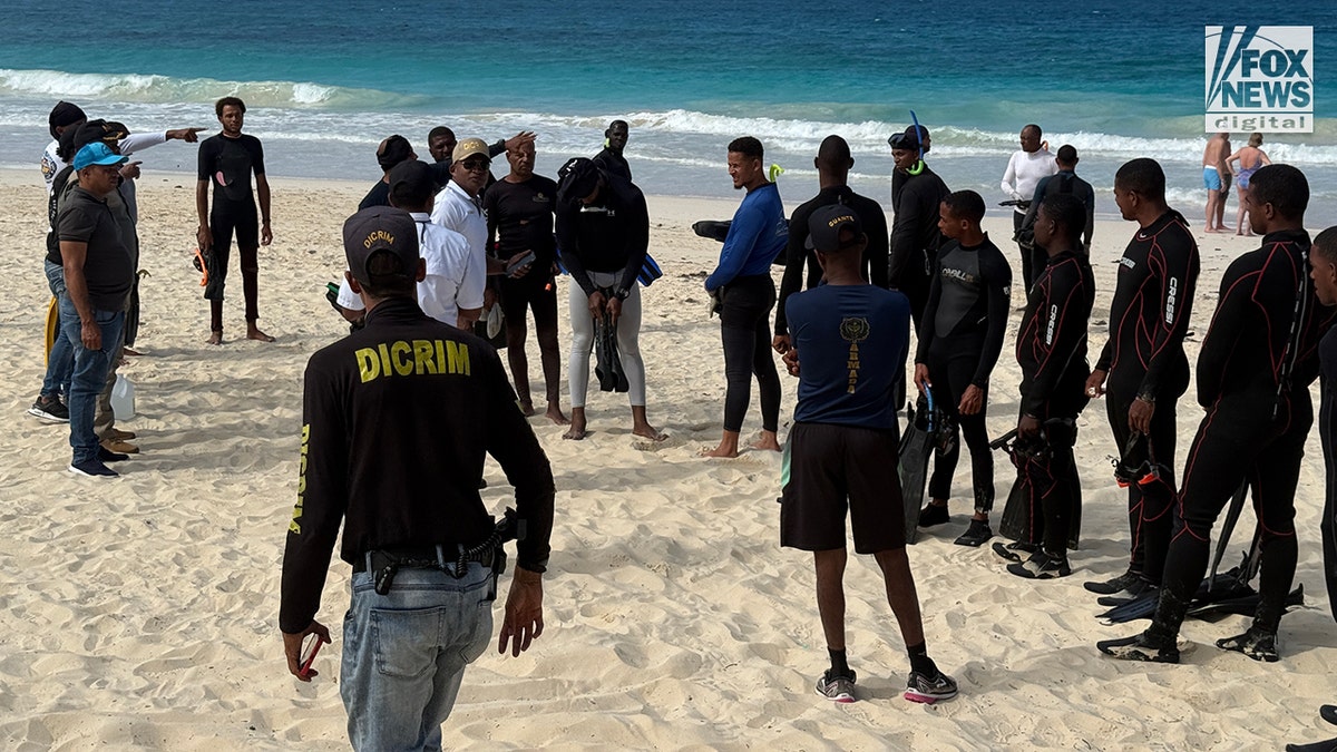 Sudiksha Konanki search team on the beach of RIU Republic Resort in Dominican Republic