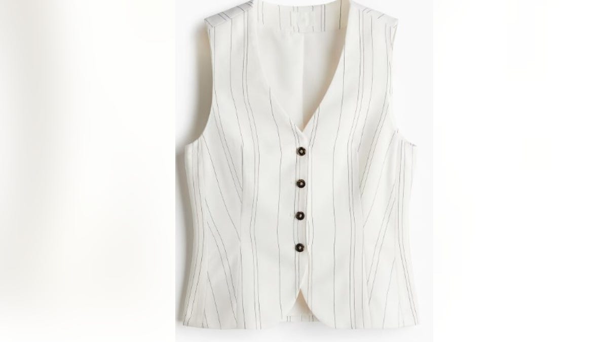 A classic look on this heart vest or shirt alone.