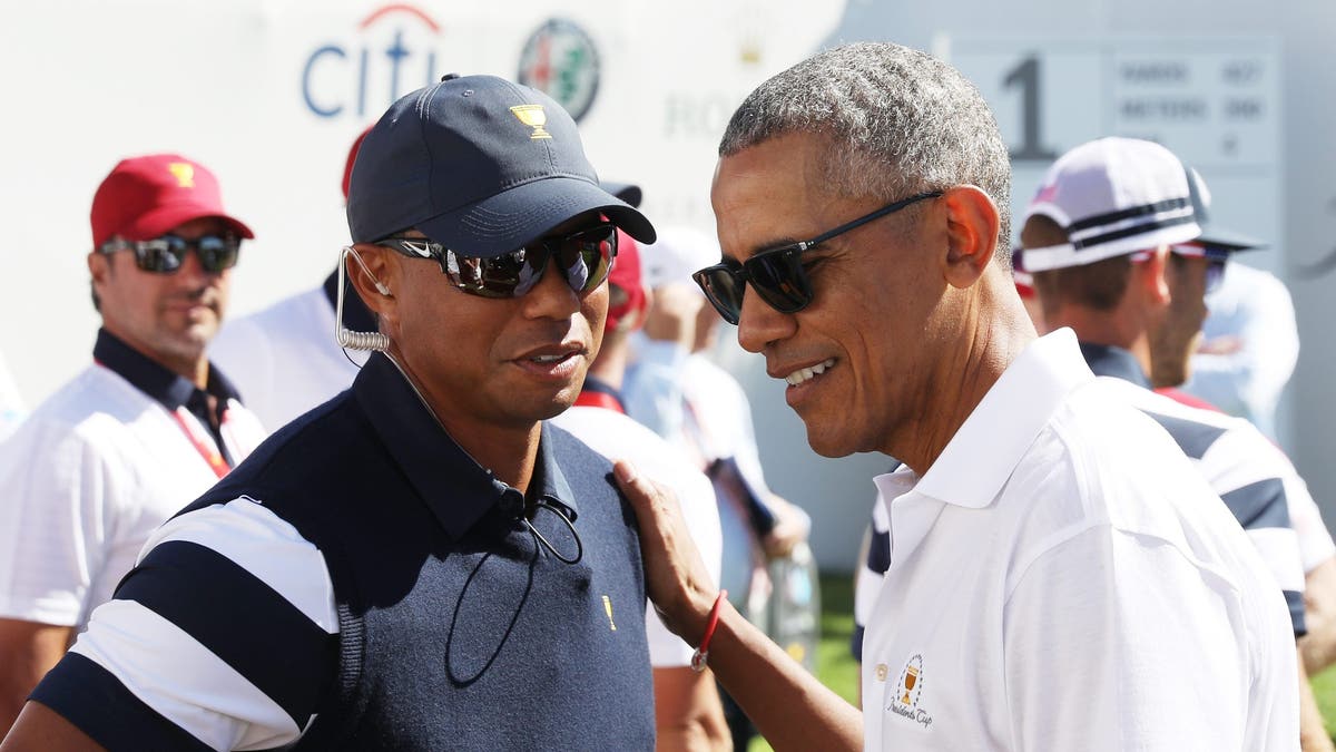 Former president Barack Obama and Tiger Woods