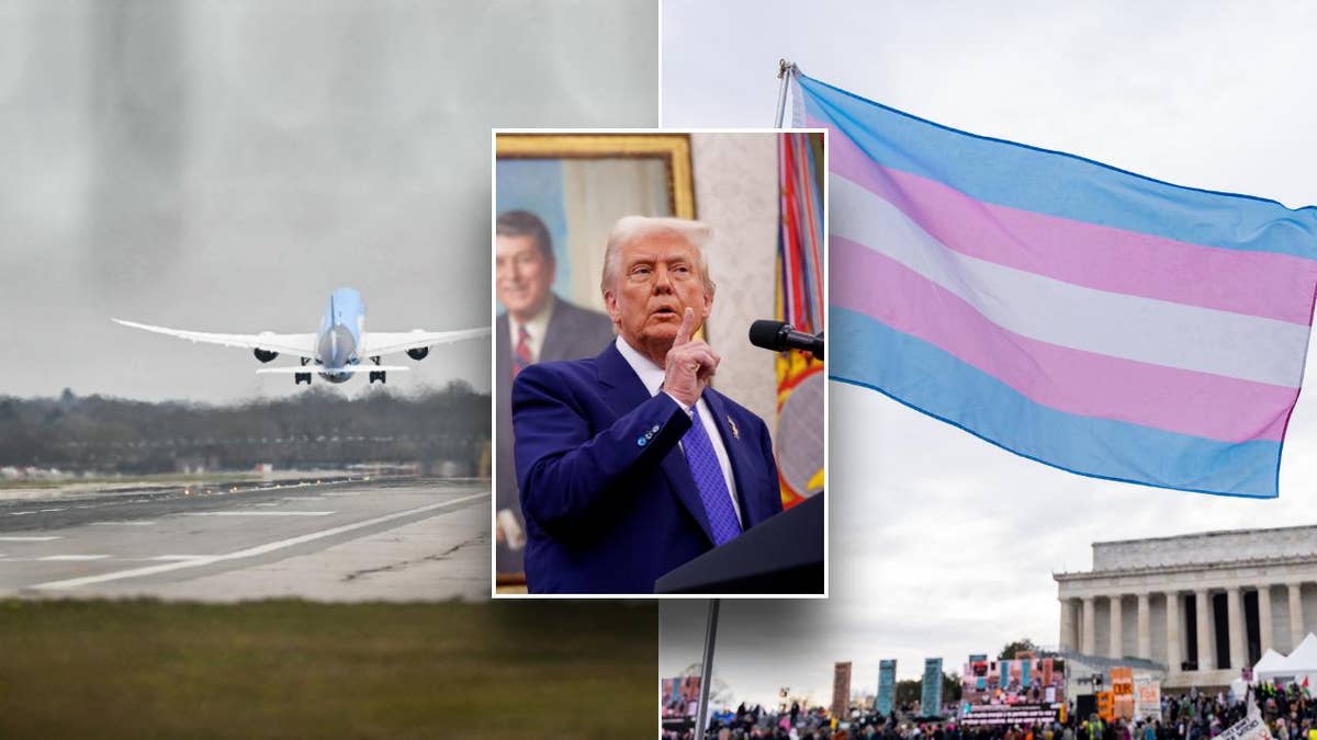 avión, Trump, trans flagial de la bandera