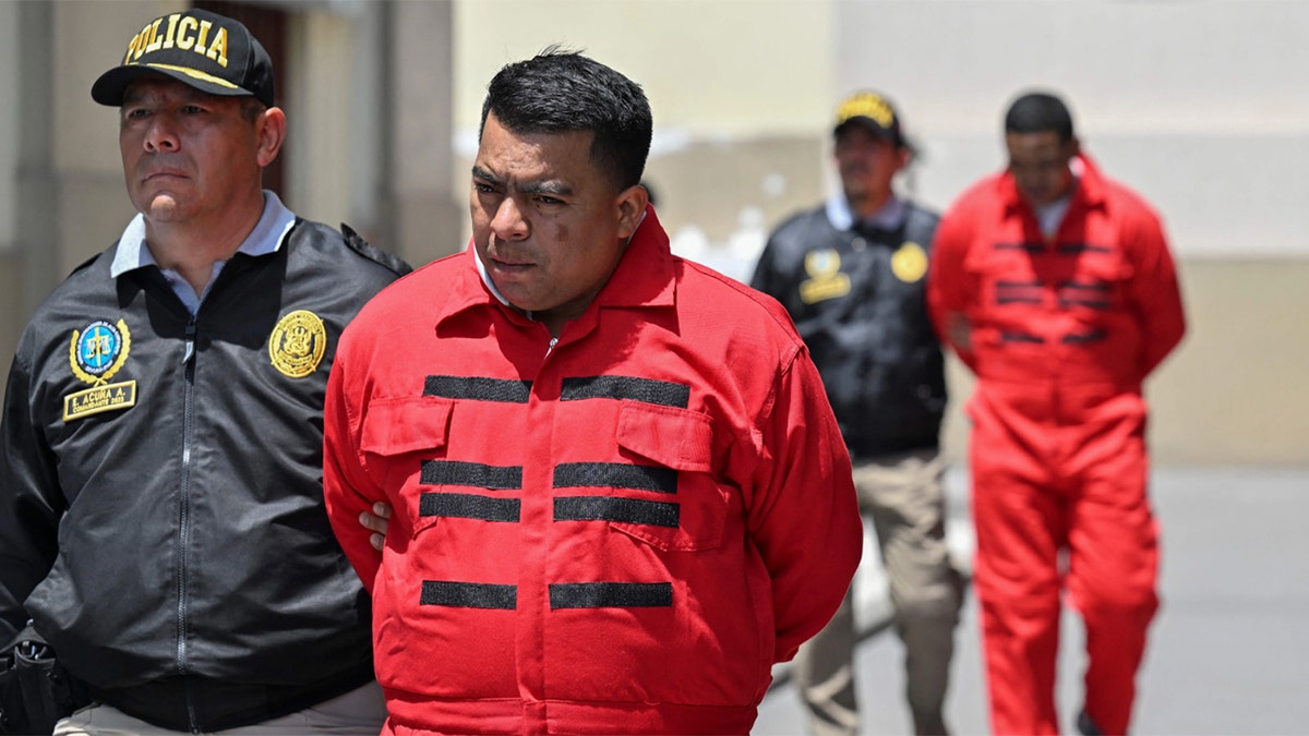 The Peruvian Police carry out the transfer of several members of the Criminal Organization of Train of Aragua in Lima on October 5, 2023. The Peruvian police captured on Thursday the alleged leader and another 31 members of a faction of train of Aragua, the Venezuelan born criminal organization that sows terror in several countries of South America with Murders and Extortion, according to the authorities. The offensive against what is considered the most dangerous gang that operates in Peru was carried out in several regions of the country.