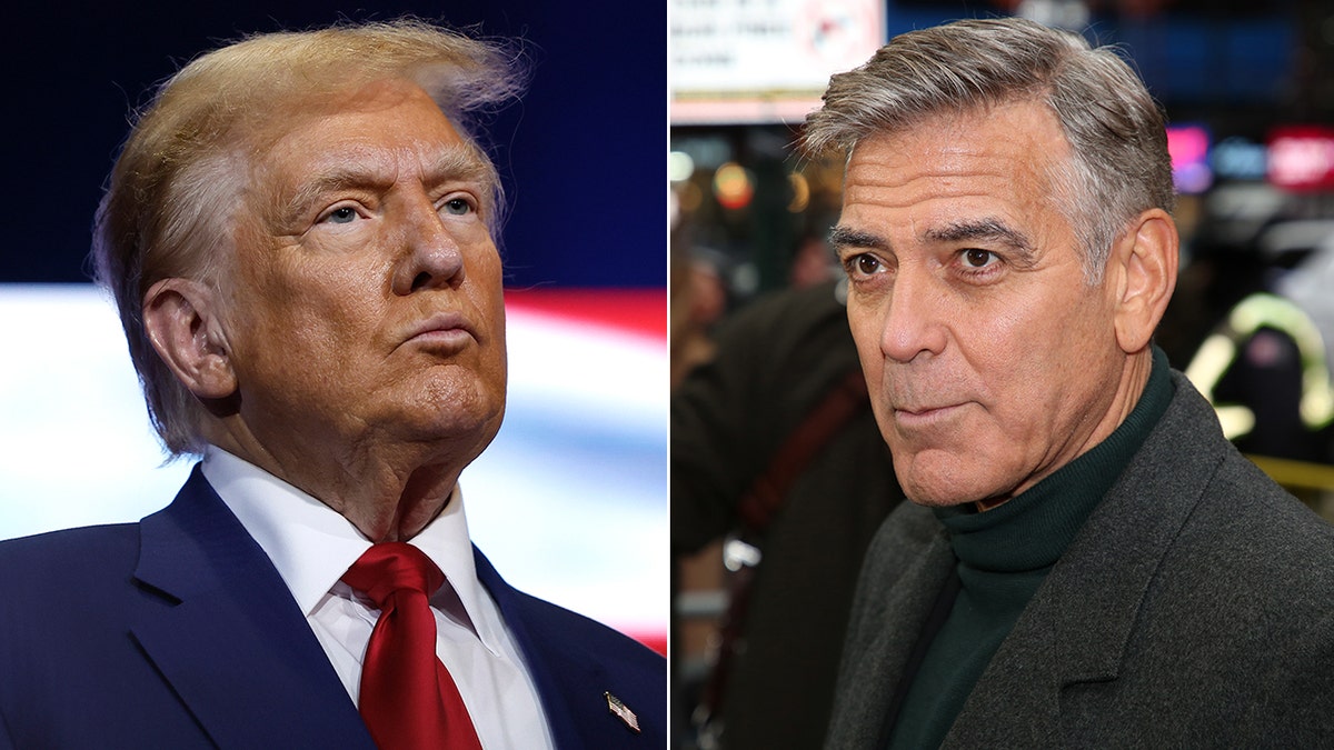 Trump and Clooney split image