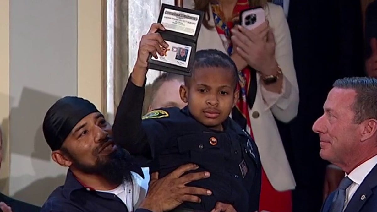 DJ Daniel from Austin, Texas, who beat cancer, honored in Washington, D.C., with a Secret Service badge. 