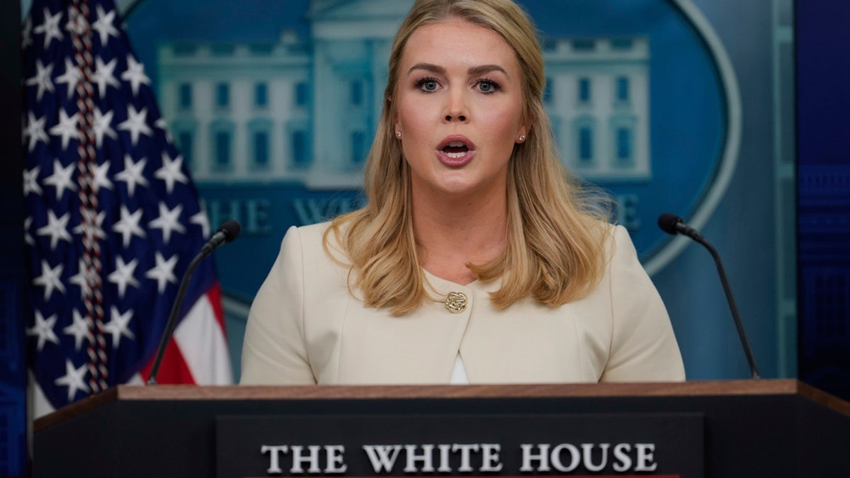 White House press secretary Karoline Leavitt speaks during the daily briefing at the White House in Washington, Wednesday, March 19, 2025. 