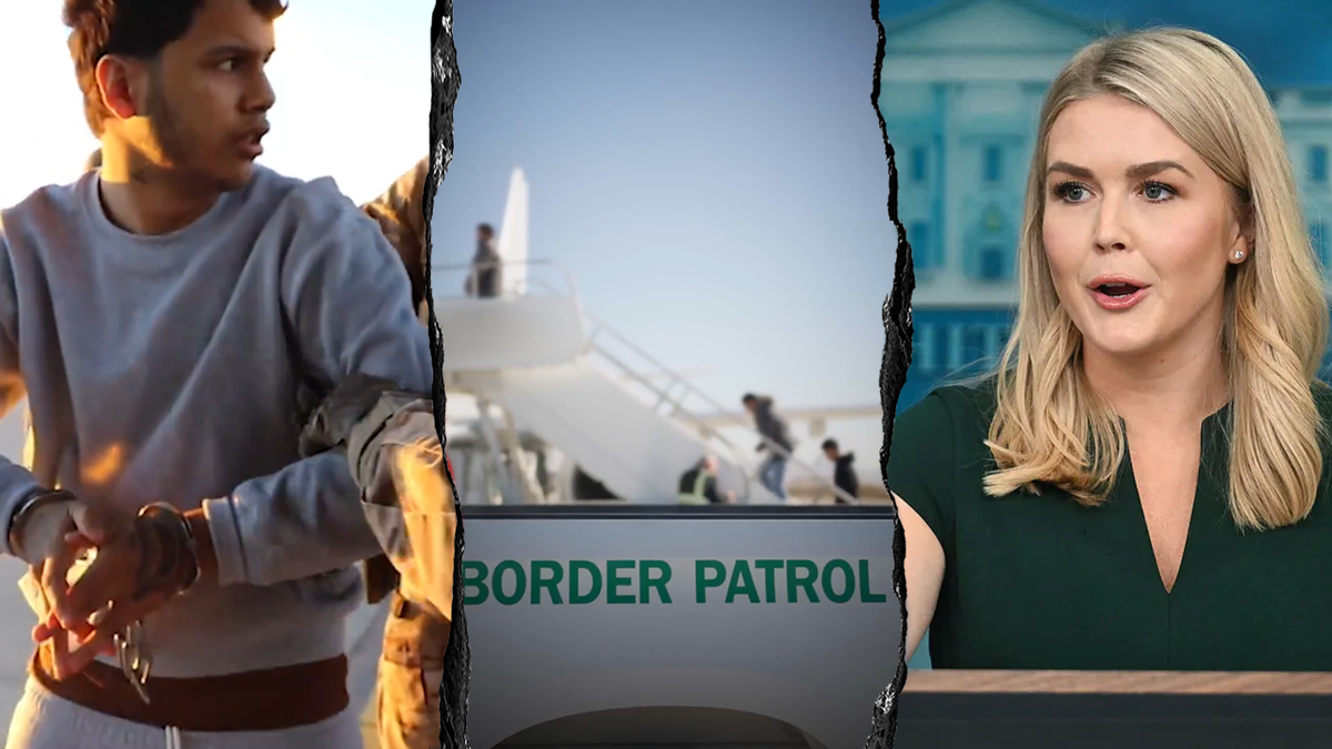 Stills from the White House/CBP video are deported along with White House press secretary Karoline Leavitt.