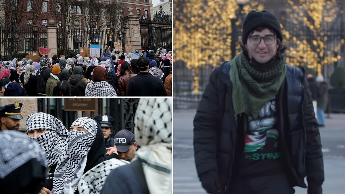 Barnard protests, Zach Sage Fox disguised