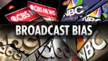 Broadcast bias logo on a background of shattered logos