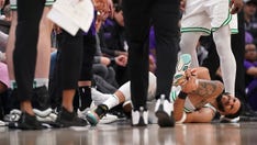 Celtics' Jayson Tatum injures ankle after flagrant foul, exits game against Kings