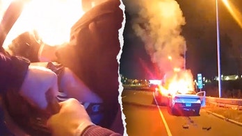 Hero police officer rescues unconscious driver from blazing wreckage