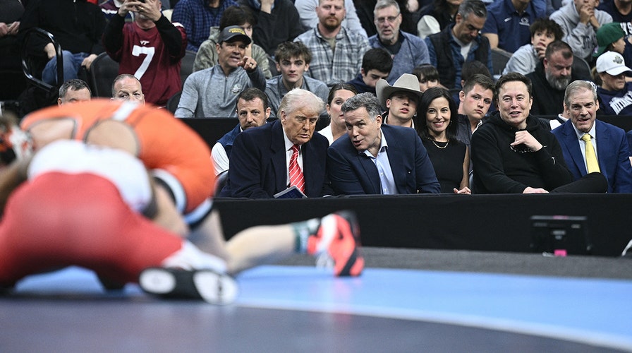 President Trump welcomed by audience chanting 'U-S-A!' at NCAA wrestling championships