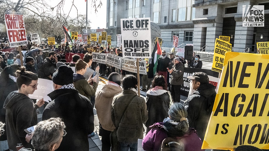 Supporters of pro-Hamas Mahmoud Khalil protest outside Federal court
