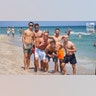 College men on beach
