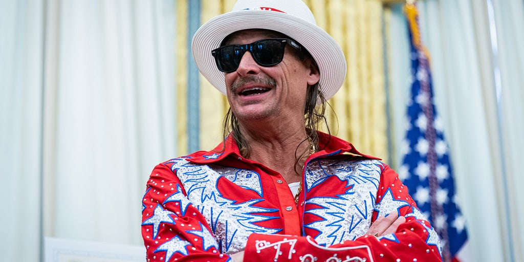Kid Rock turns heads in Trump Oval Office meeting with bedazzled, patriotic outift