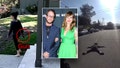 Jillian Shriner allegedly holding gun and laying face down in street in LAPD footage with inset of Scott Shriner and Jillian Shriner over top - Fox News