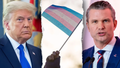 President Donald Trump, Defense Secretary Pete Hegseth and a transgender flag in a split image - Fox News