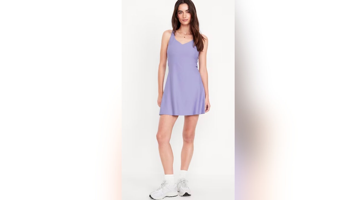 This Old Navy PowerSoft dress is comfortable enough for all-day wear with a flattering fit. 