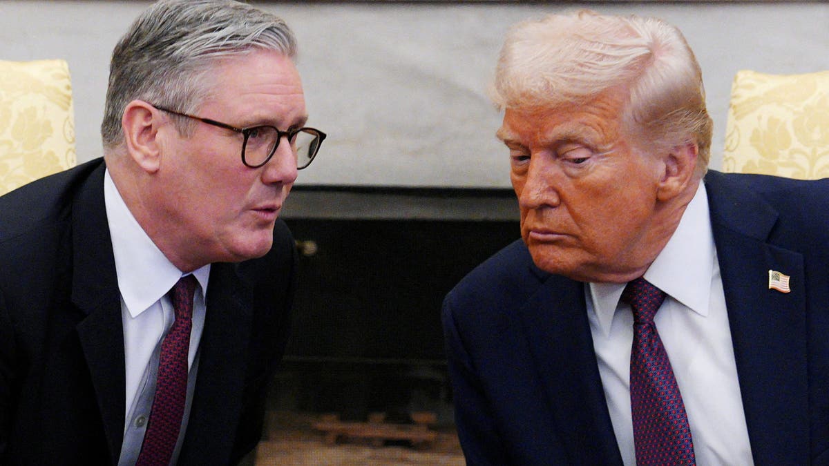 British Prime Minister Keir Starmer meets with U.S. President Donald Trump in the Oval Office at the White House on February 27, 2025 in Washington, D.C., U.S. 