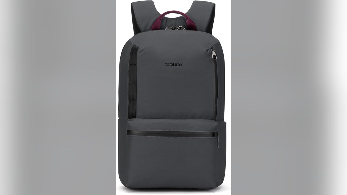 The PackSafe Metrosafe backpack is designed to comply with strict airline baggage policies, and fits easily under airplane seats.
