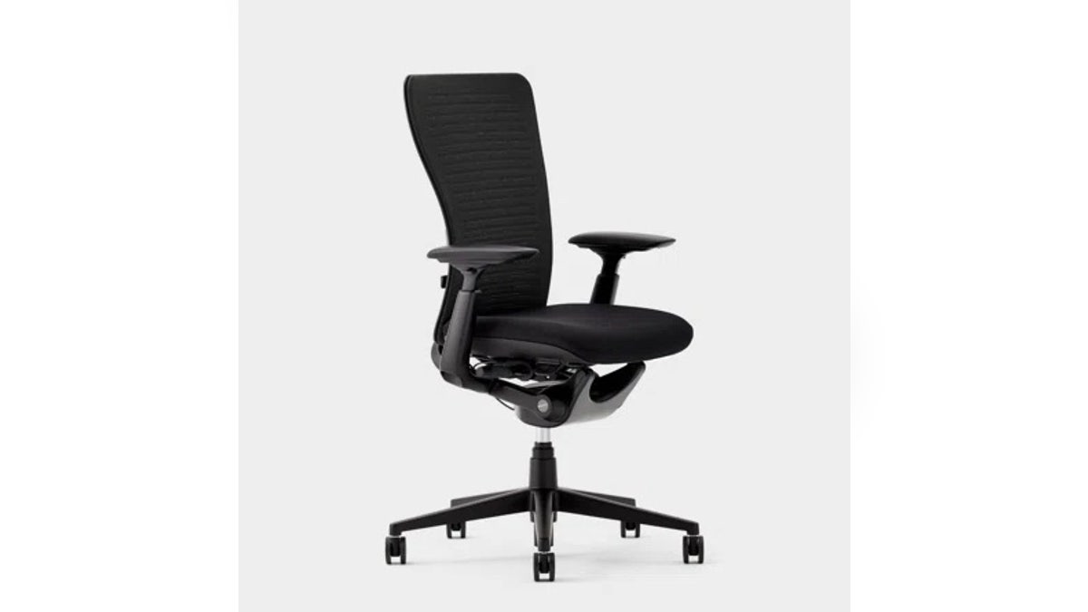 This Haworth Zody chair stands out for its environmentally conscious design, which is constructed from sustainable materials.