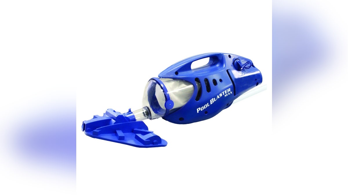 The handheld Water Tech Pool Blaster Max is designed for quick and efficient cleaning, especially on steps and stairs.